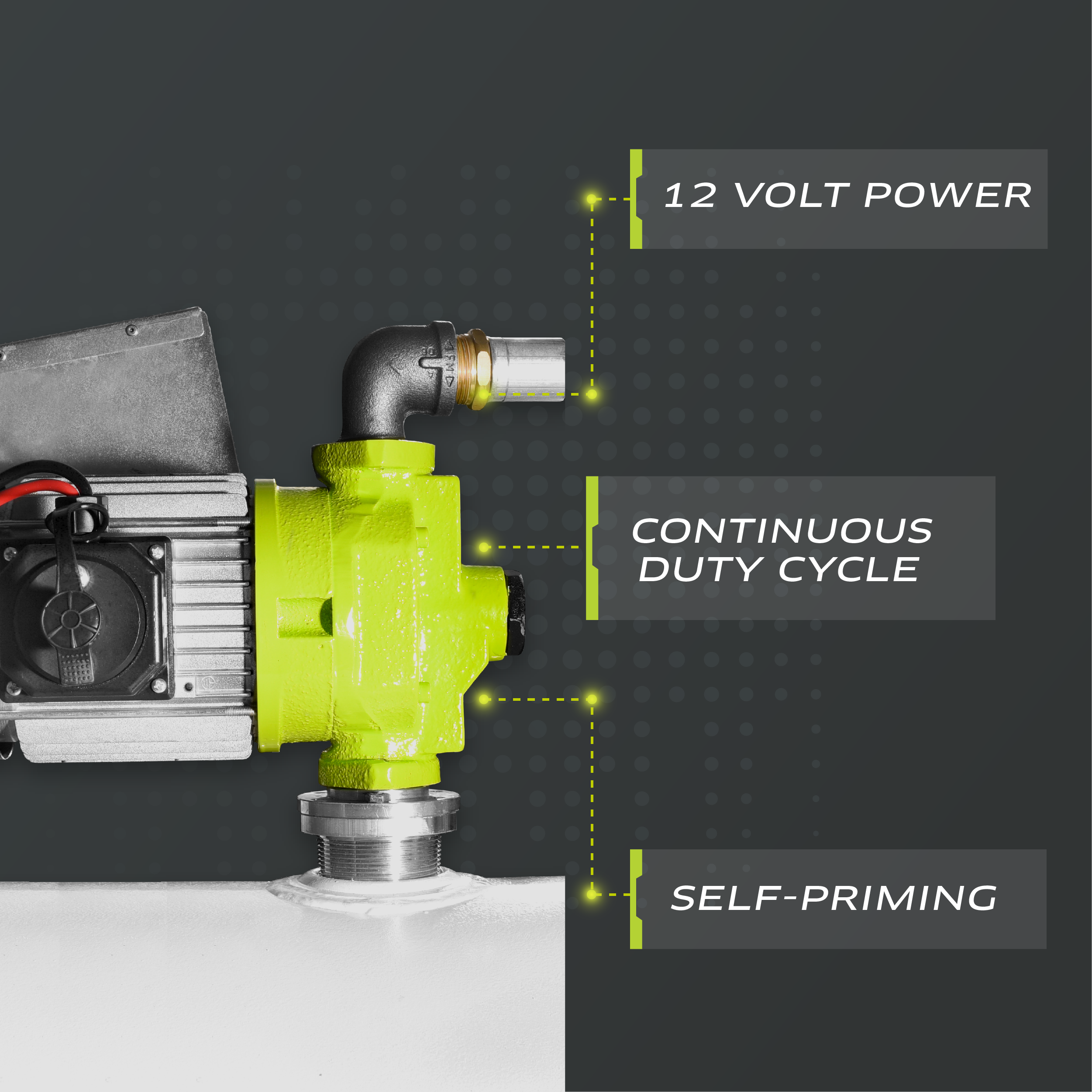 Selbstansaugende Diesel-Transferpumpe 12 V, 30 l/min, 8 GPM